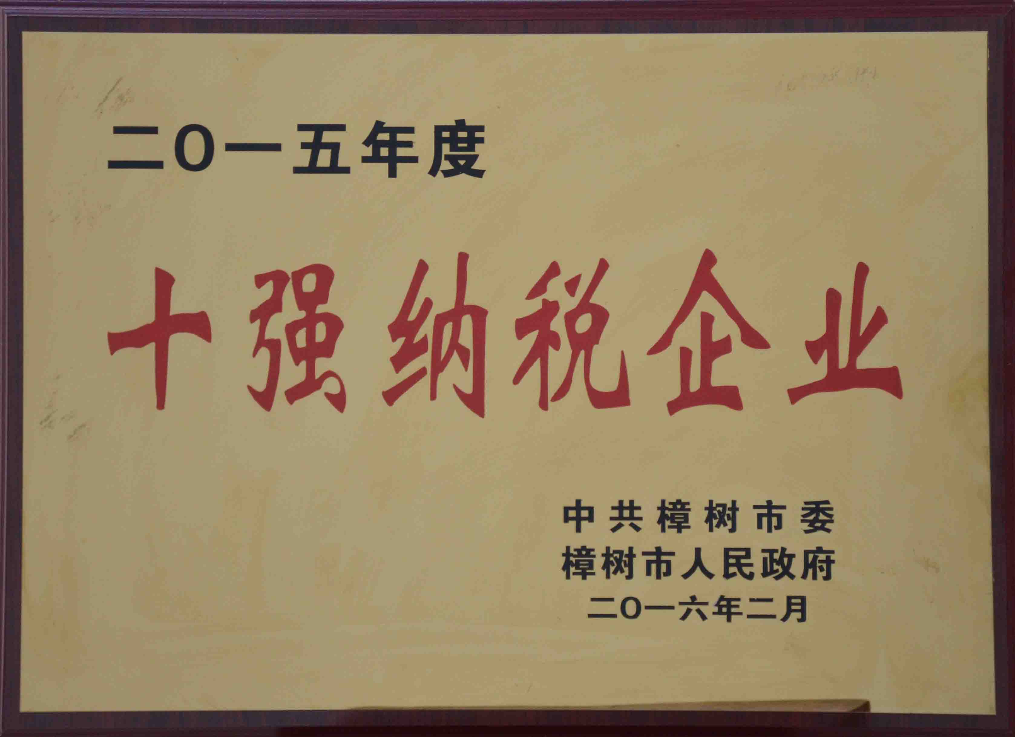 十強(qiáng)納稅企業(yè)(2015年度)